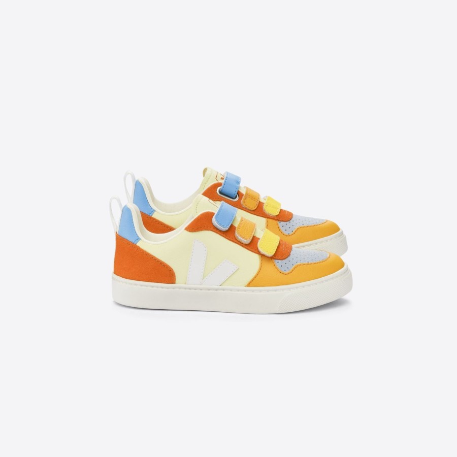 Child [2-14] Veja Footwear | Veja V-10 Velcro Leather - Multico/Sun