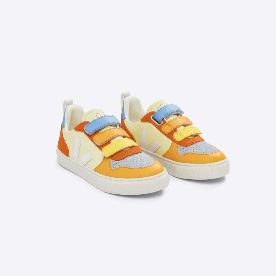 Child [2-14] Veja Footwear | Veja V-10 Velcro Leather - Multico/Sun