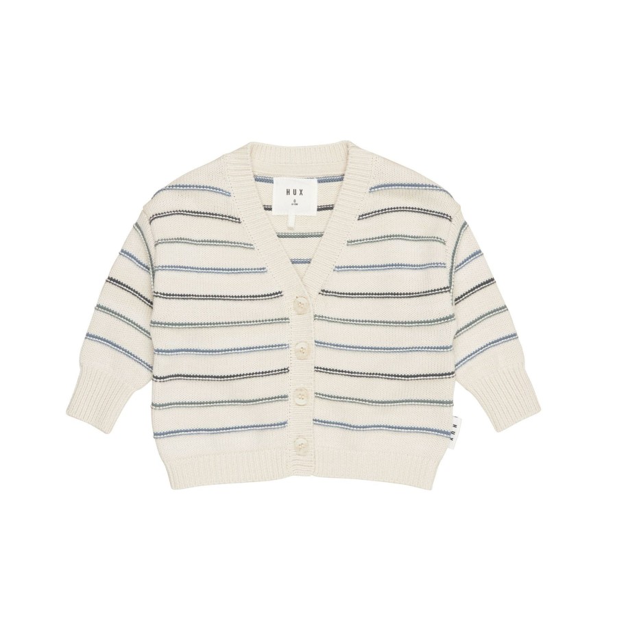 Baby [0-23M] Huxbaby Jumpers | Huxbaby Lake Stripe Boxy Cardi