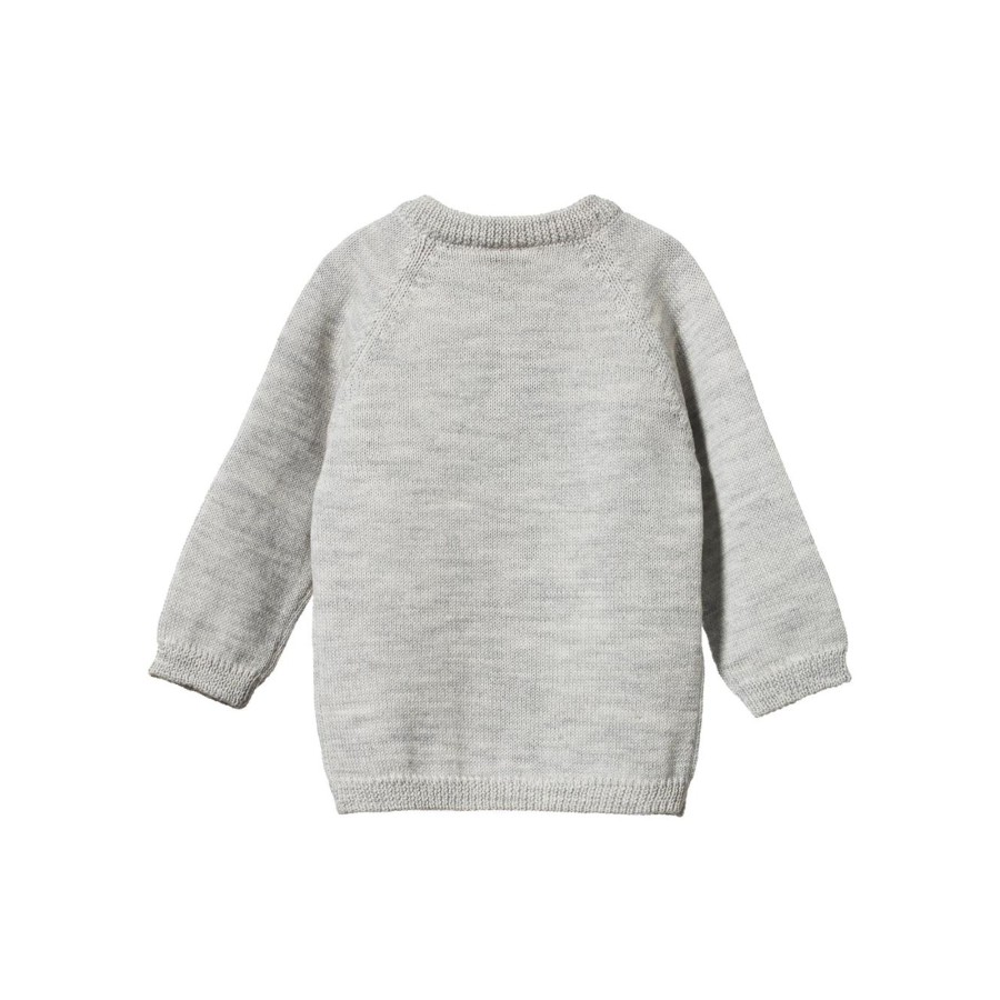 Baby [0-23M] Nature Baby Outerwear | Nature Baby Merino Knit Cardigan - Light Grey Marl