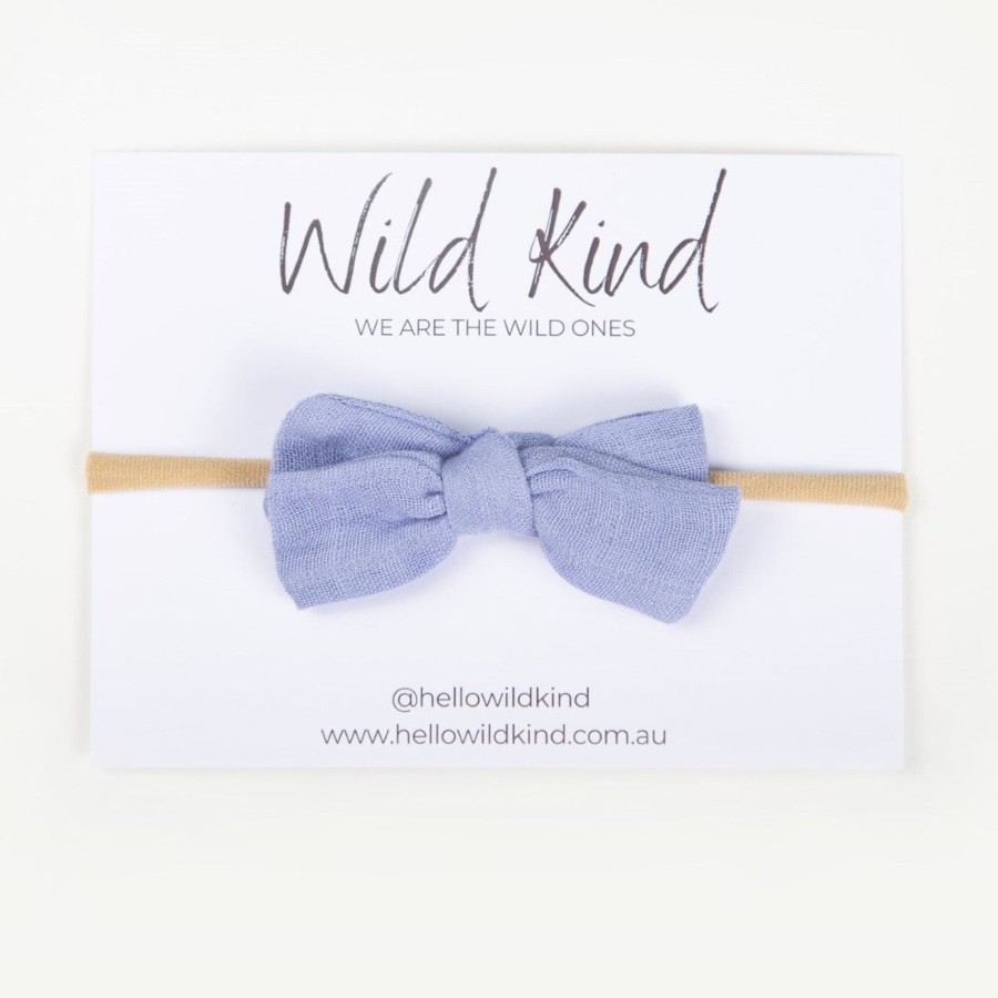 Baby [0-23M] Wild Kind Hair Accessories | Wild Kind Dorothy Linen Bow Headband - Periwinkle