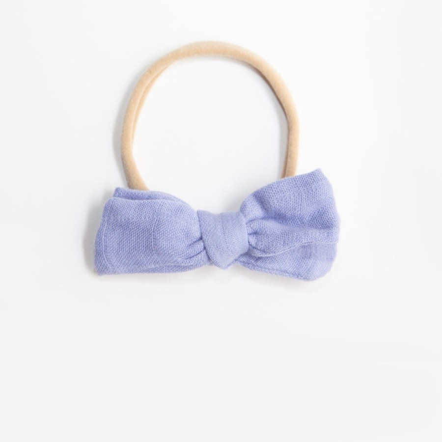 Baby [0-23M] Wild Kind Hair Accessories | Wild Kind Dorothy Linen Bow Headband - Periwinkle