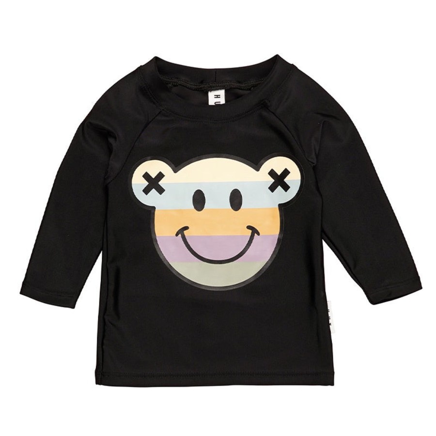 Child [2-14] Huxbaby Swim | Huxbaby Rainbow Smile Bear Rashie - Black