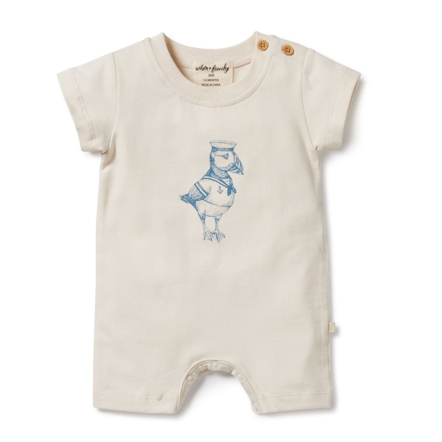 Baby [0-23M] Wilson & Frenchy All In One | Wilson And Frenchy Organic Boyleg Growsuit Petit Puffin