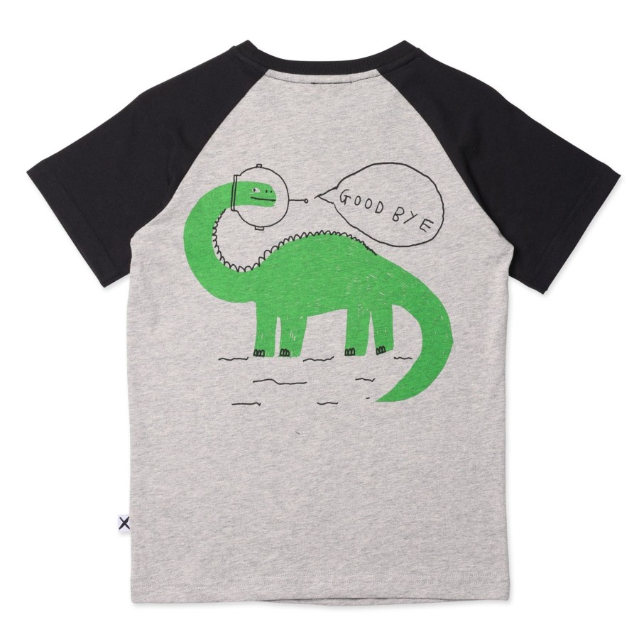 Child [2-14] Minti Tops | Minti Space Dinos Tee - Grey Marle/Black