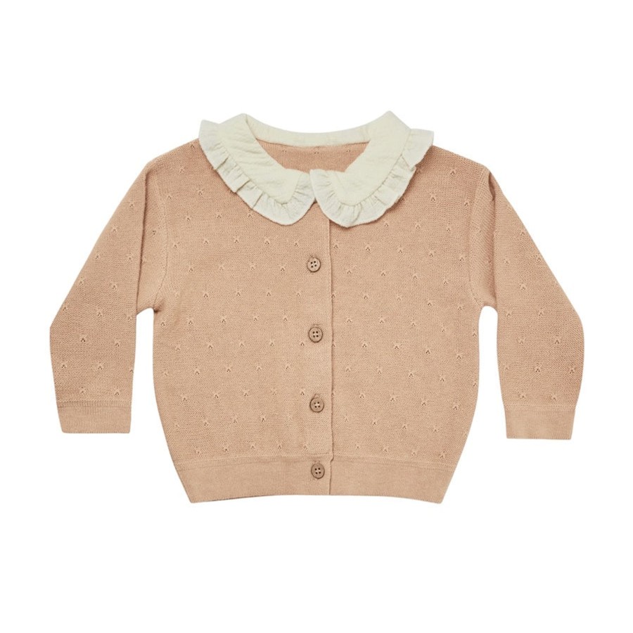 Child [2-14] Quincy Mae Knitwear | Quincy Mae Ruffle Collar Cardigan - Blush