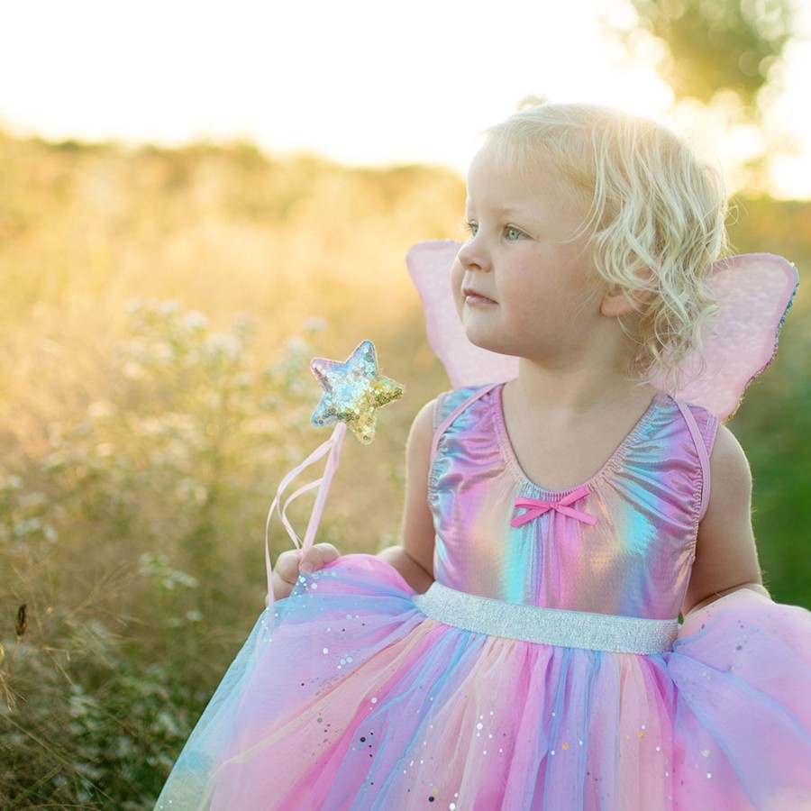 Play + Learn Great Pretenders Dress Ups | Rainbow Sequins Skirt With Wings & Wand - Size 4-6