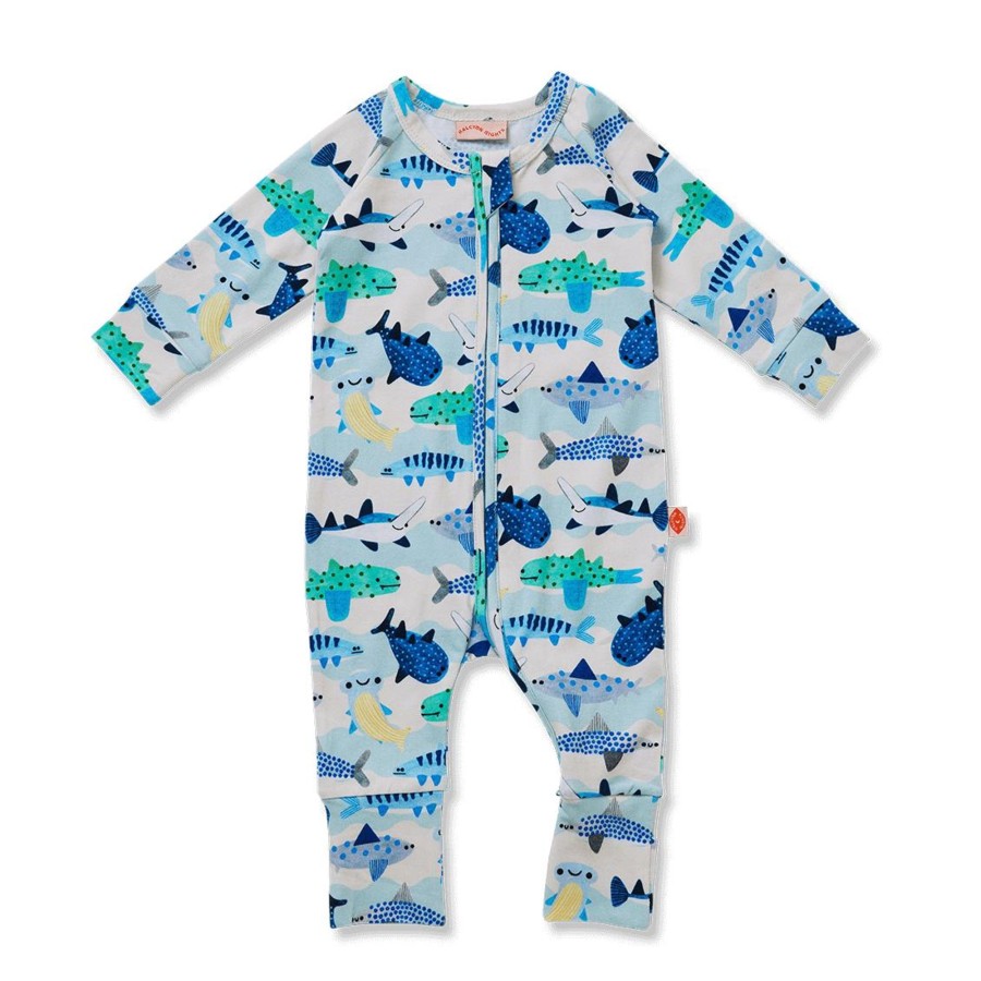 Baby [0-23M] Halcyon Nights All In One | Halcyon Nights Fintastic Long Sleeve Zip Suit