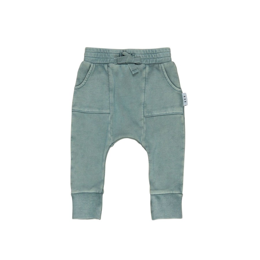 Baby [0-23M] Huxbaby Bottoms | Huxbaby Vintage Slate Pocket Drop Crotch Pant