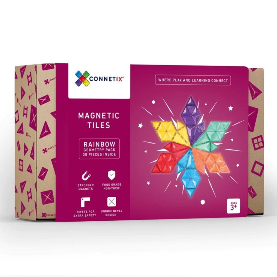 Play + Learn Connetix Construction | Connetix Tiles - 30 Piece Geometry Set