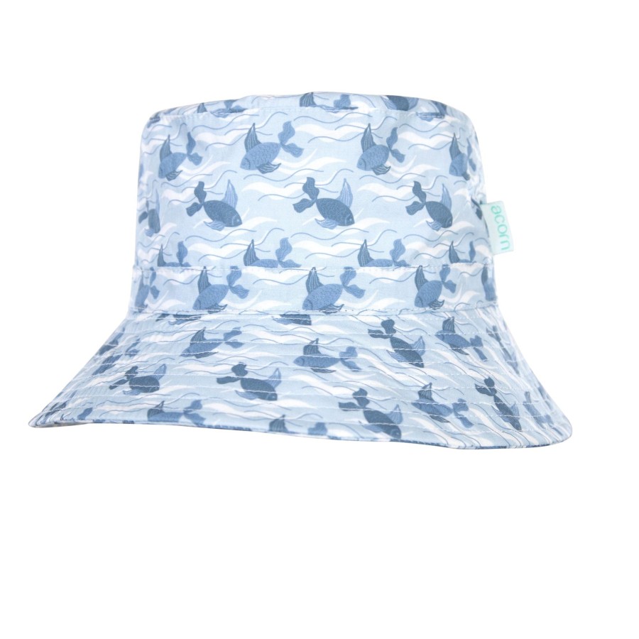 Child [2-14] Acorn Hats | Acorn Wide Brim Bucket Hat - Swimming Fish