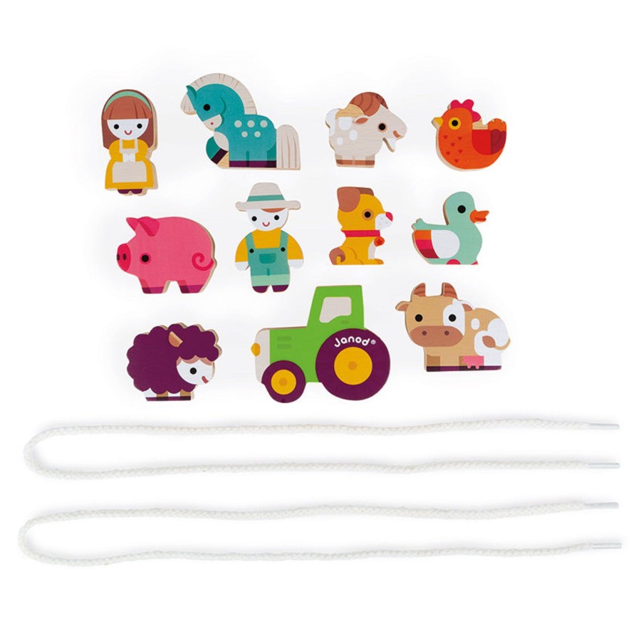 Play + Learn Janod Wooden Toys | Janod - Stringable Farm Beads