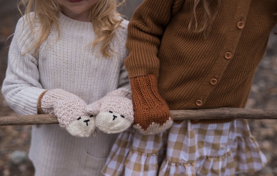 Baby [0-23M] Acorn Booties + Mittens | Acorn Zig Zag Mittens - Chestnut