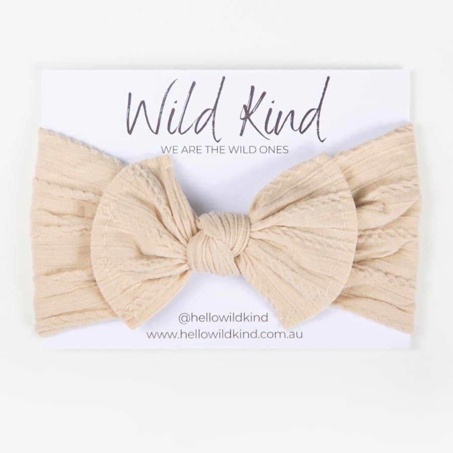 Baby [0-23M] Wild Kind Hair Accessories | Wild Kind Ayla Wide Bow Headband - Champagne