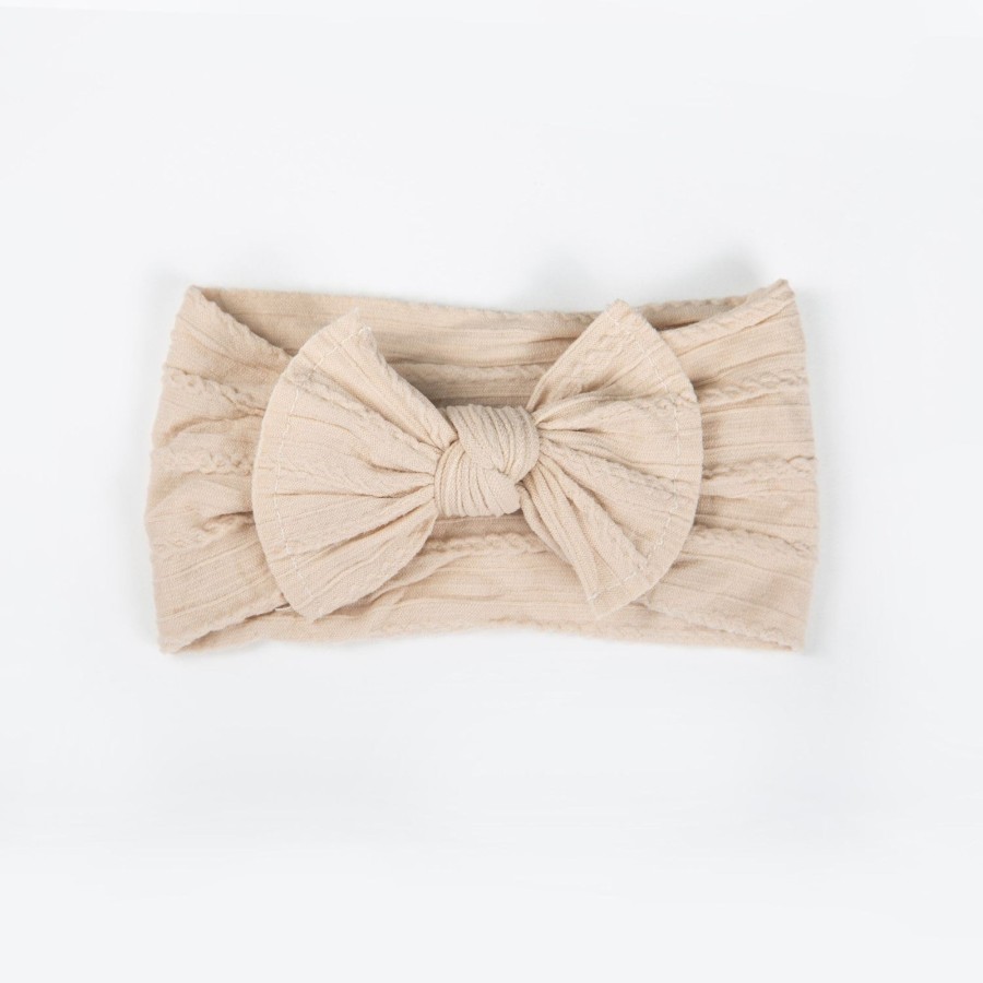 Baby [0-23M] Wild Kind Hair Accessories | Wild Kind Ayla Wide Bow Headband - Champagne