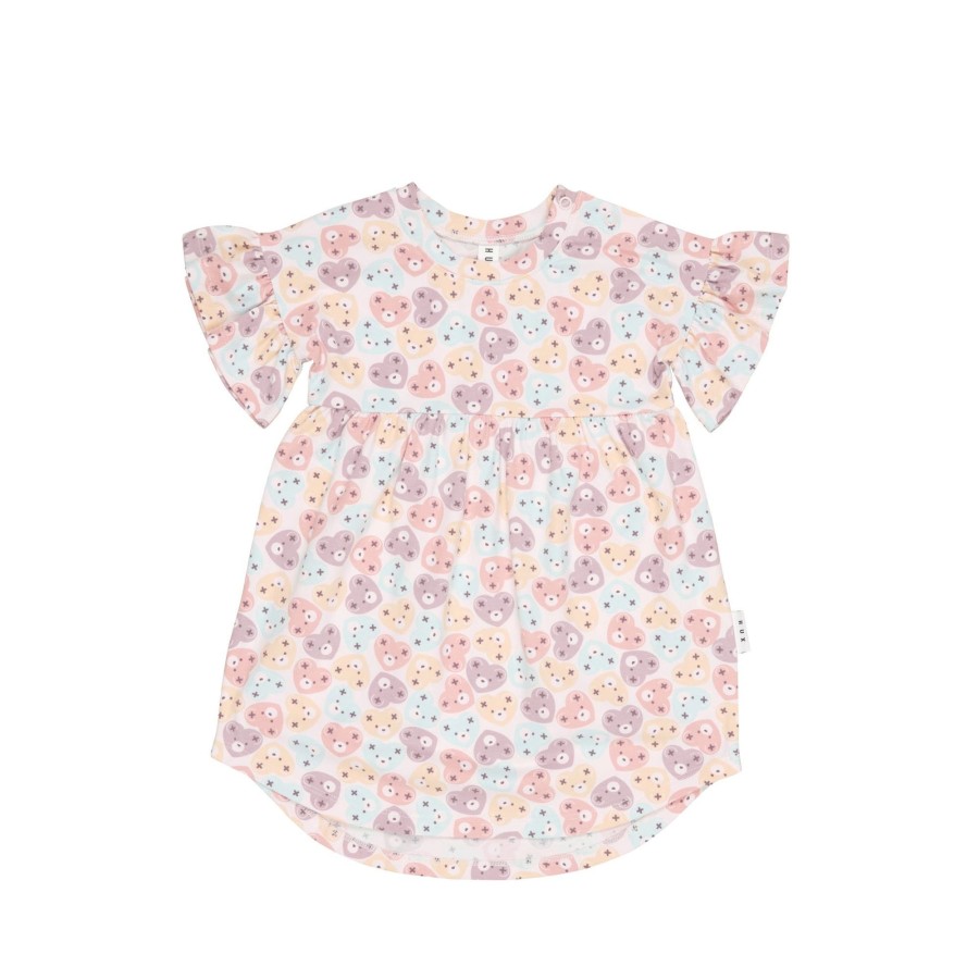 Child [2-14] Huxbaby Dresses | Huxbaby Heart Bear Frill Swirl Dress