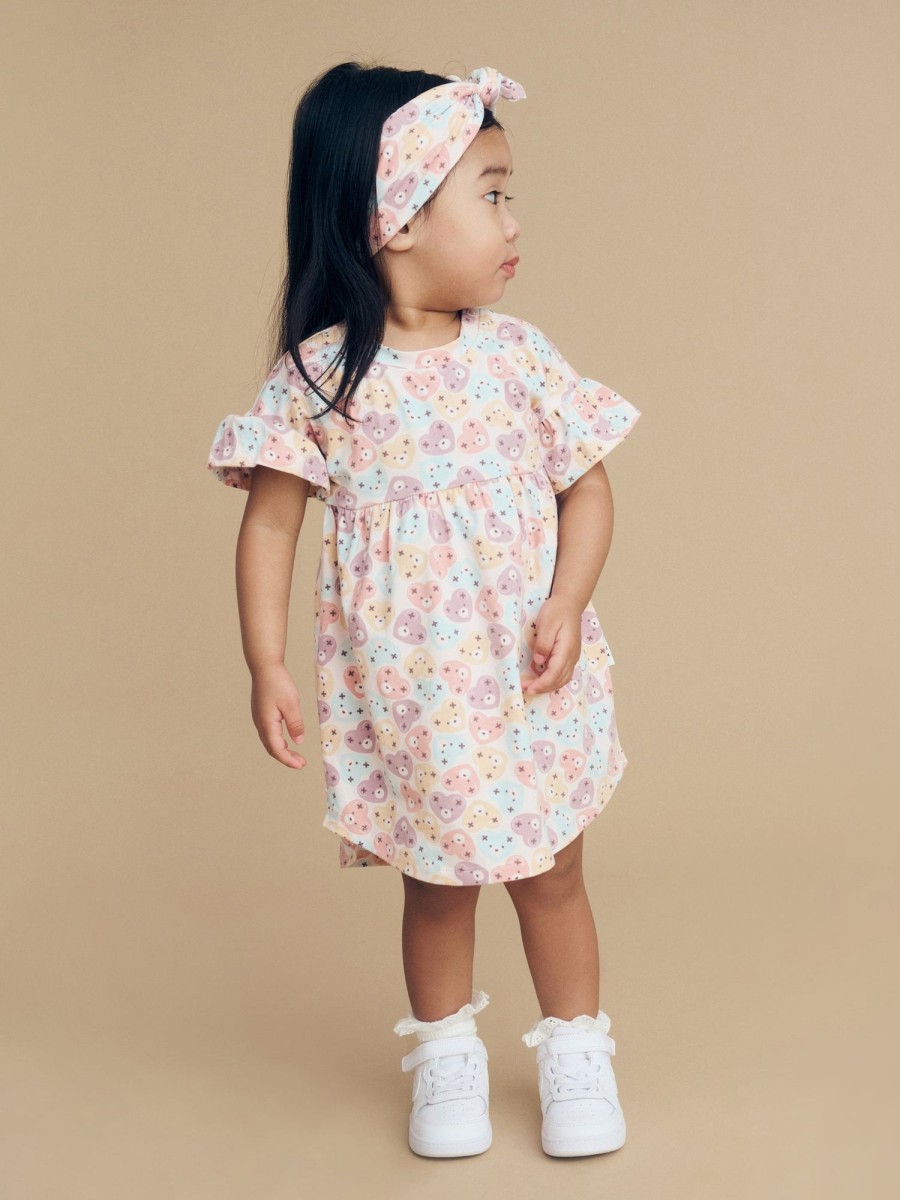 Child [2-14] Huxbaby Dresses | Huxbaby Heart Bear Frill Swirl Dress