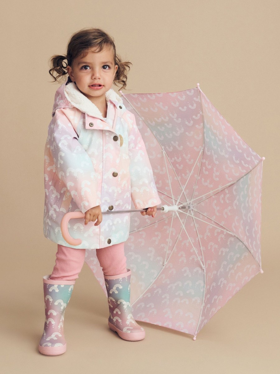 Baby [0-23M] Huxbaby Rainwear | Huxbaby Rainbow Swirl Raincoat - Powder Pink