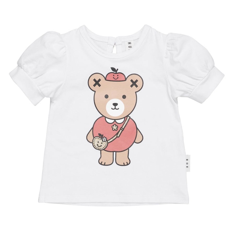 Child [2-14] Huxbaby Tops | Huxbaby Apple Bear Puff T-Shirt - White