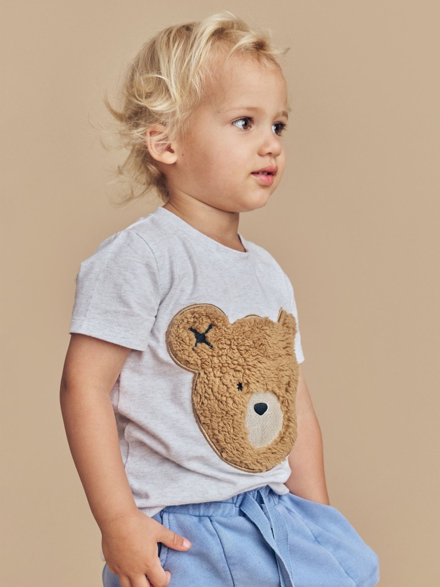 Child [2-14] Huxbaby Tops | Huxbaby Fur Hux T-Shirt - Light Grey Marle