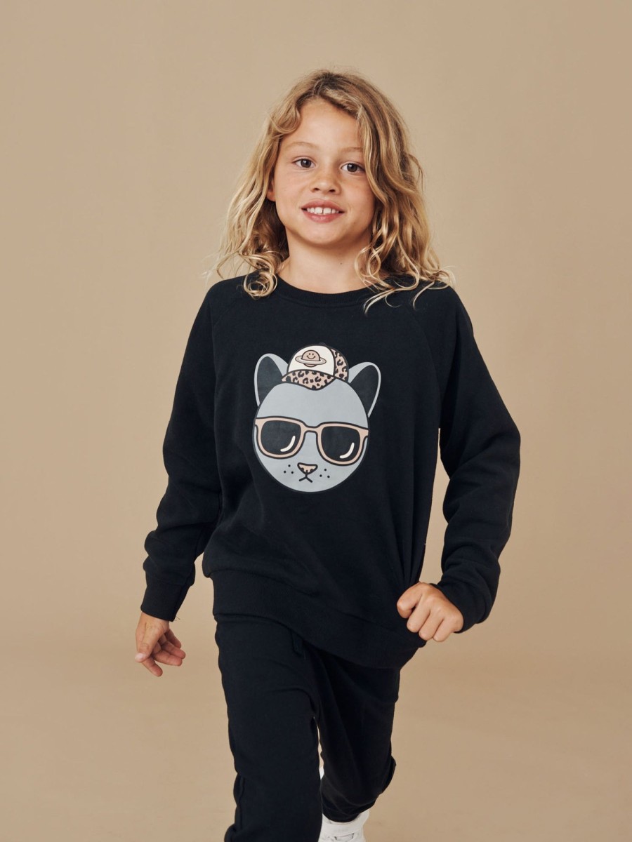 Child [2-14] Huxbaby Jumpers | Huxbaby Sweatshirt Panther - Black