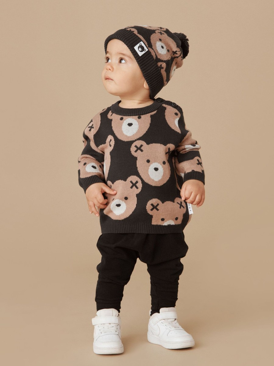 Child [2-14] Huxbaby Jumpers | Huxbaby Huxbear Knit Jumper - Soft Black