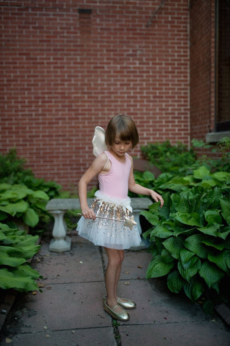 Play + Learn Great Pretenders Dress Ups | Gracious Gold Sequins Skirt, Wings & Wand Set - Size 4-6