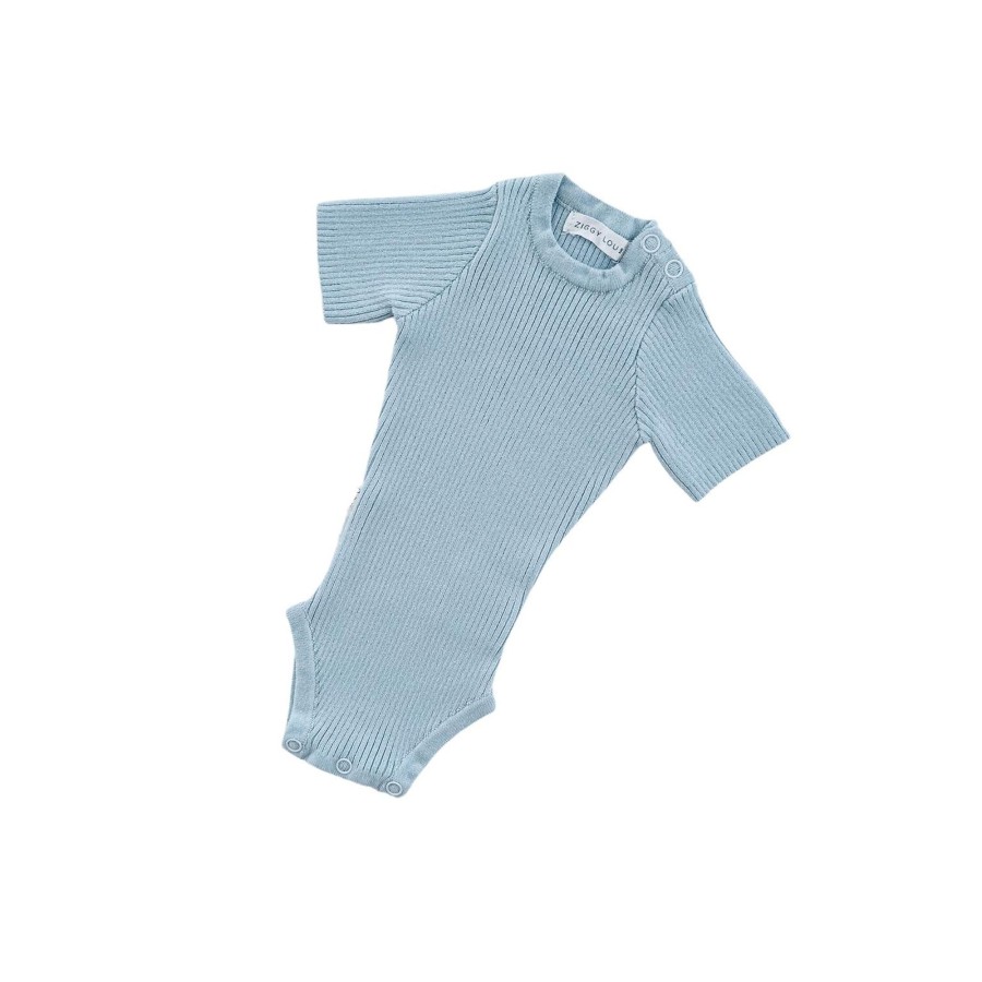 Baby [0-23M] Ziggy Lou Knitwear | Ziggy Lou - Summer Ribbed Bodysuit | Sea