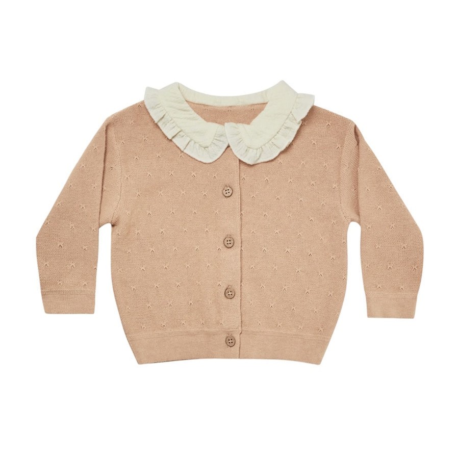 Child [2-14] Quincy Mae Outerwear | Quincy Mae Ruffle Collar Cardigan - Blush