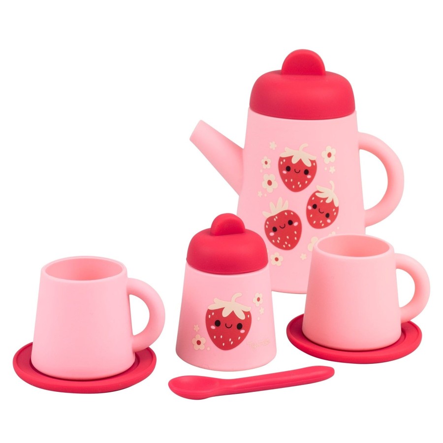 Play + Learn Tiger Tribe Role Play | Silicone Tea Set - Strawberry Patch