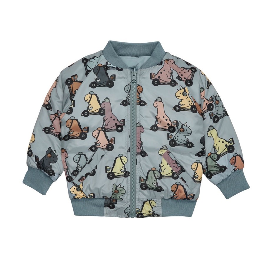 Child [2-14] Huxbaby Outerwear | Huxbaby Dino Racer Reversible Bomber - Slate + Teal