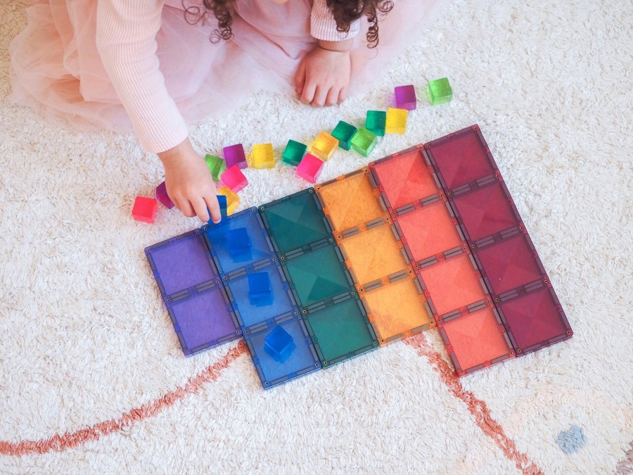 Play + Learn Connetix Construction | Connetix Tiles - 24 Piece Rectangle Set | Pastel