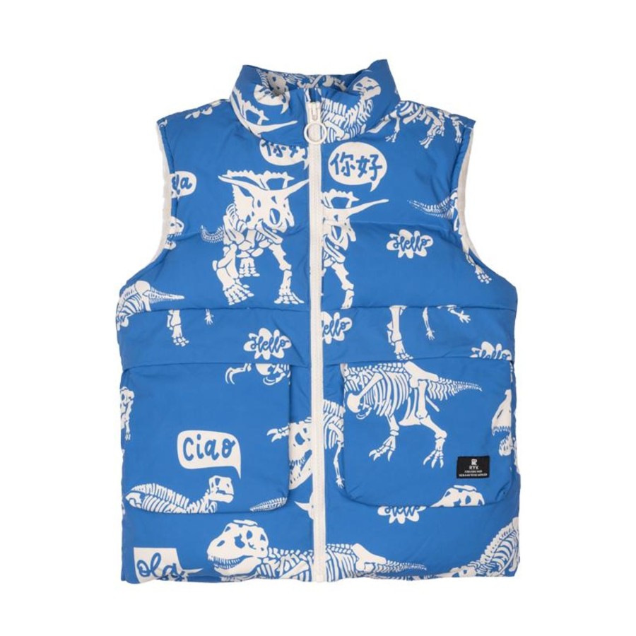 Child [2-14] Rock Your Baby Outerwear | Rock Your Baby Hello Dino Sherpa Lined Padded Vest