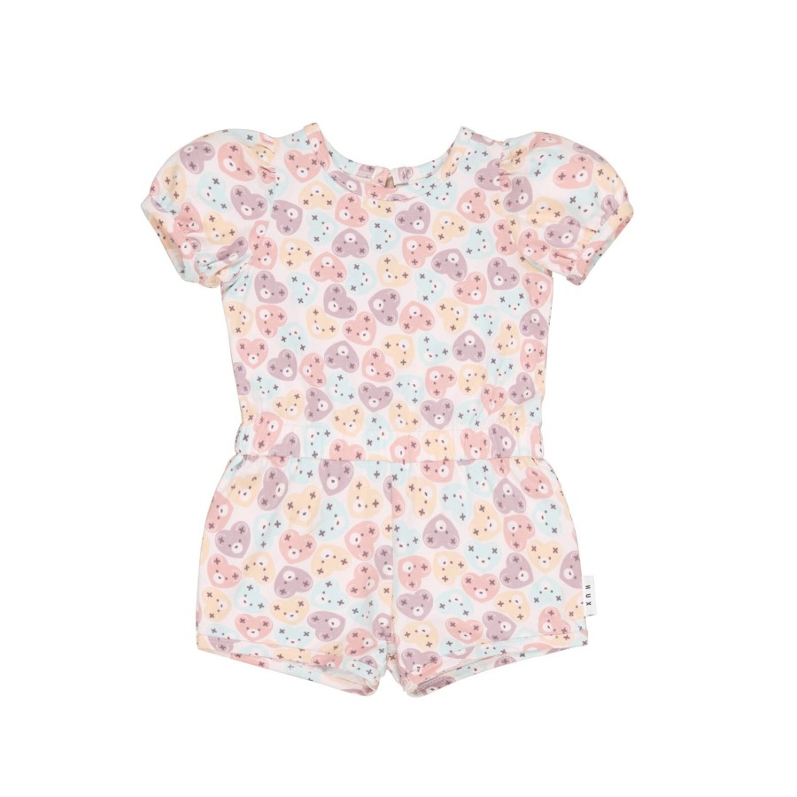 Child [2-14] Huxbaby Overalls + Playsuits | Huxbaby Heart Bear Playsuit