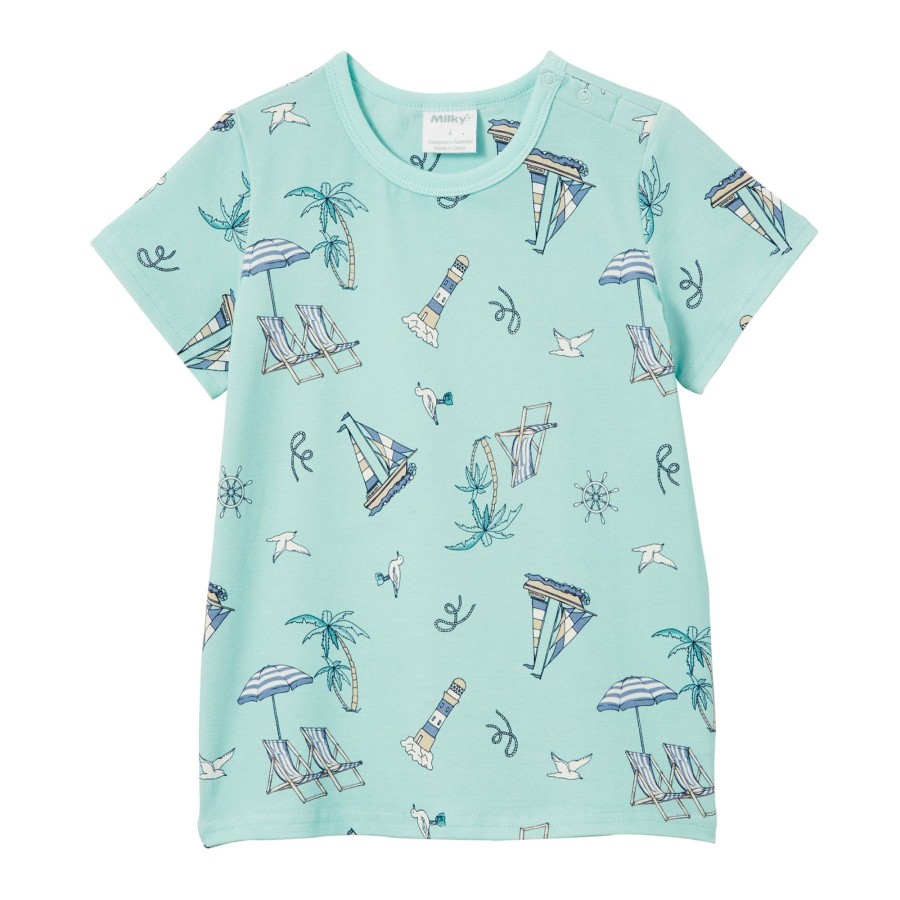 Baby [0-23M] Milky Tops | Milky Resort Tee - Cool Green