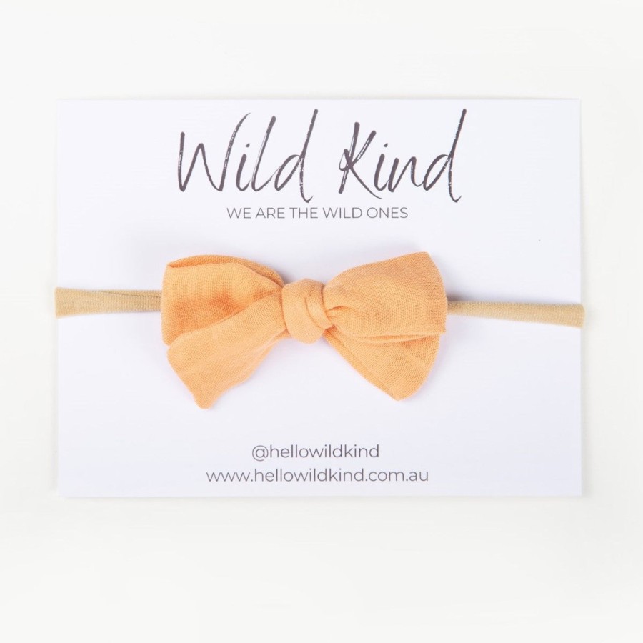 Baby [0-23M] Wild Kind Hair Accessories | Wild Kind Dorothy Linen Bow Headband - Peach