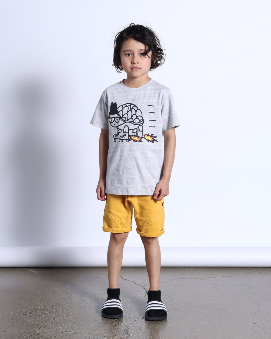 Child [2-14] Minti Tops | Minti Speedy Turtle Tee - Grey Motley