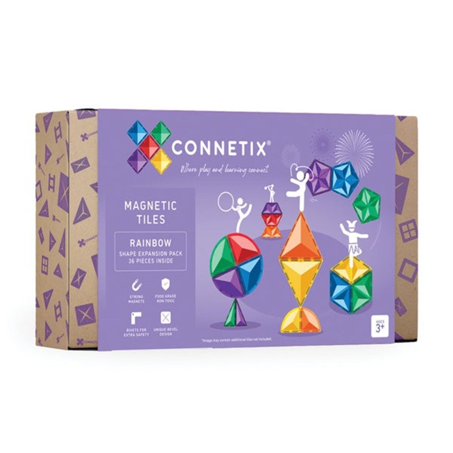 Play + Learn Connetix Construction | Connetix Tiles - 36 Piece Expansion Set | Rainbow