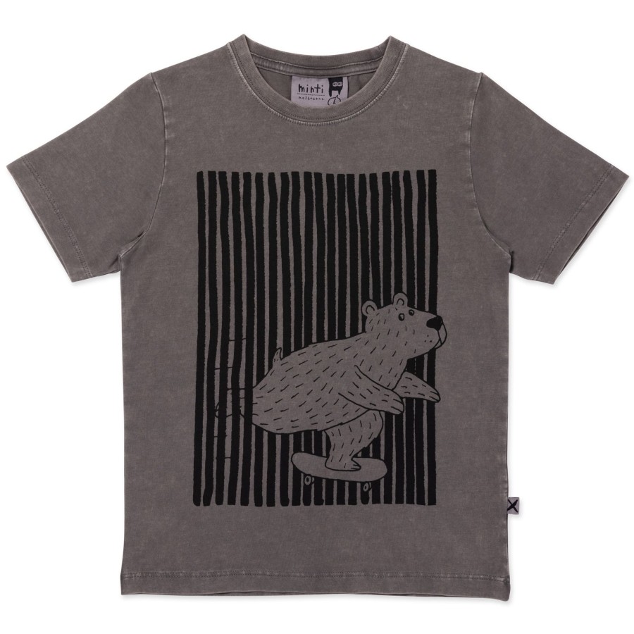 Child [2-14] Minti Tops | Minti Woodland Bear Tee - Grey Wash