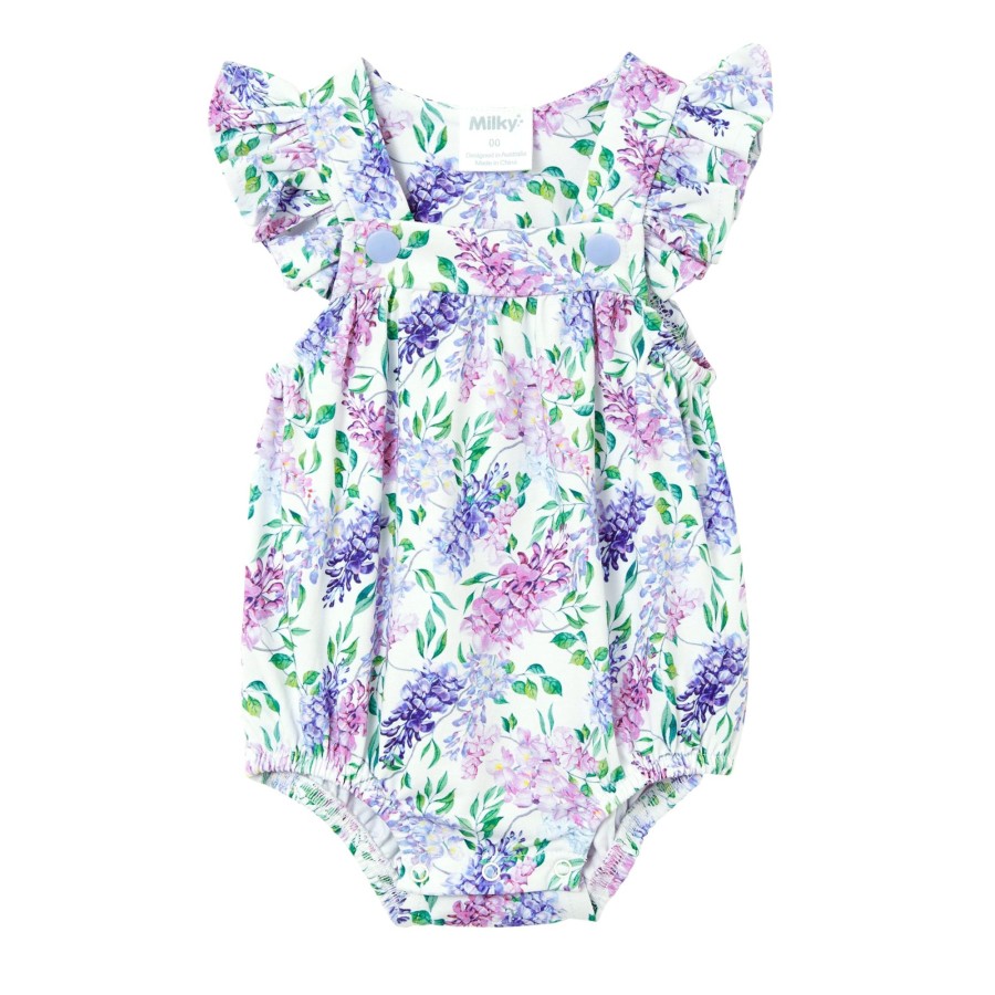 Baby [0-23M] Milky All In One | Milky Wisteria Baby Playsuit