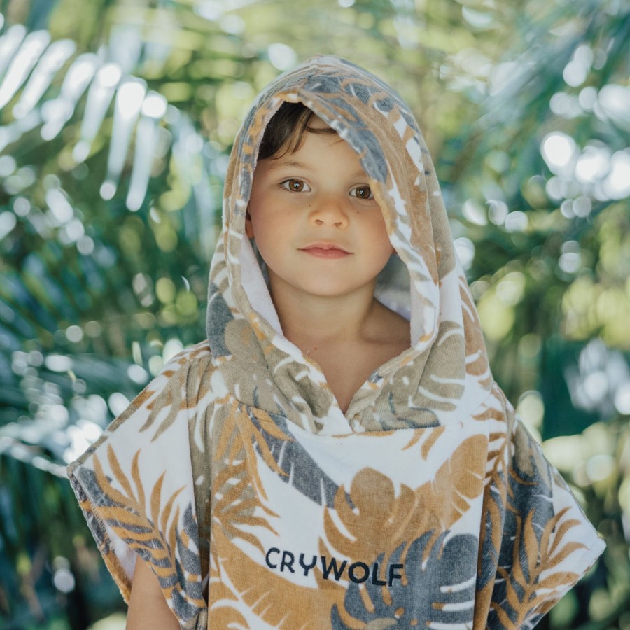 Baby [0-23M] Crywolf Swim | Crywolf Hooded Towel Tan Monstera