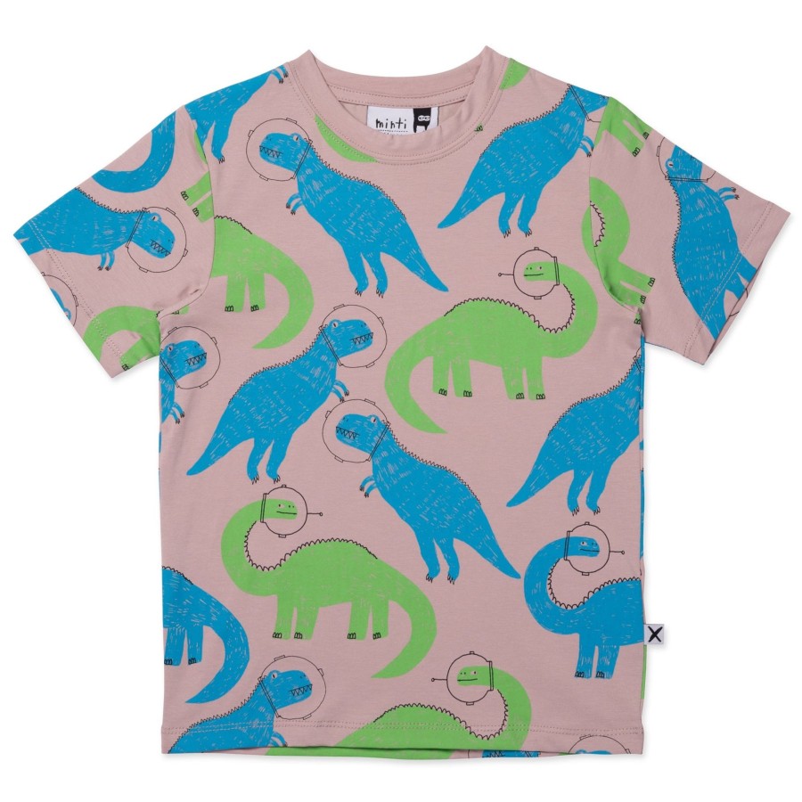 Child [2-14] Minti Tops | Minti Space Dinos Tee - Clay