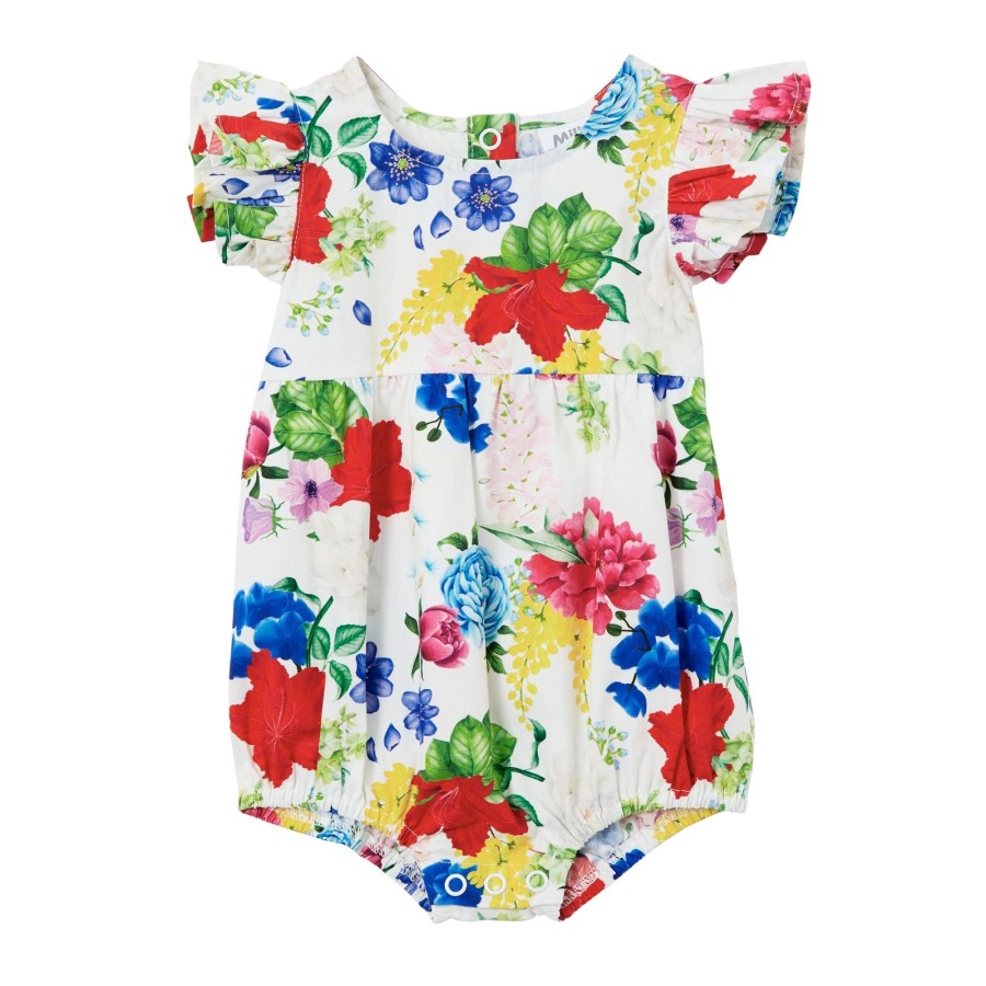 Baby [0-23M] Milky All In One | Milky Hibiscus Poplin Playsuit - White