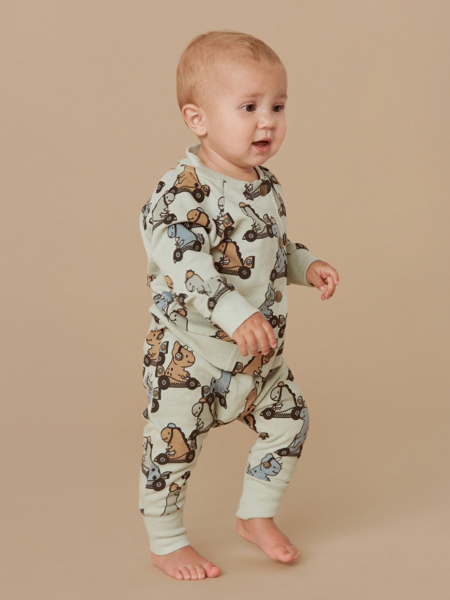 Child [2-14] Huxbaby Bottoms | Huxbaby Dino Racer Drop Crotch Pant - Thyme