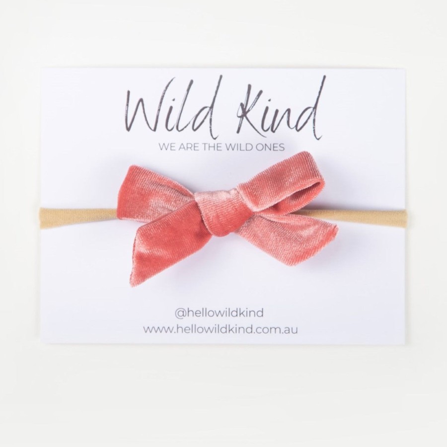 Child [2-14] Wild Kind Hair Accessories | Wild Kind Hazel Velour Bow Headband - Rose