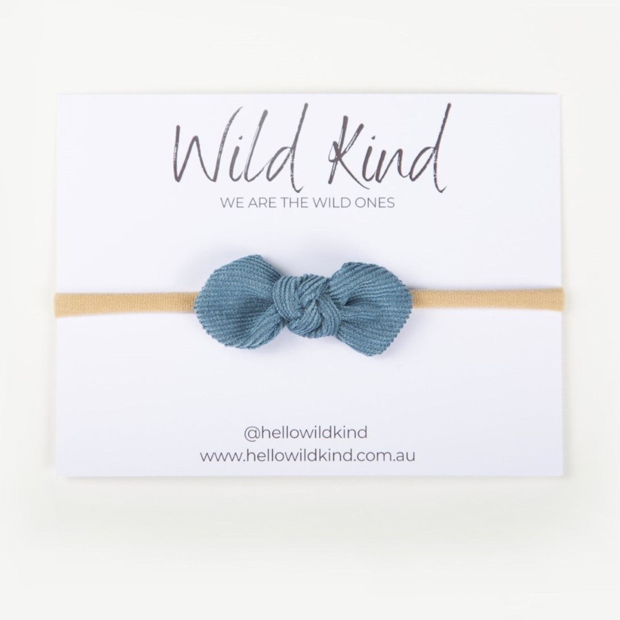 Baby [0-23M] Wild Kind Hair Accessories | Wild Kind Ida Small Cord Bow - Dusty Blue