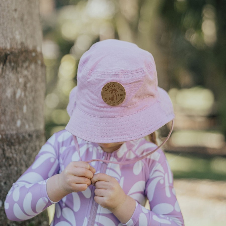 Child [2-14] Crywolf Hats | Crywolf Reversible Bucket Hat Lilac Palms