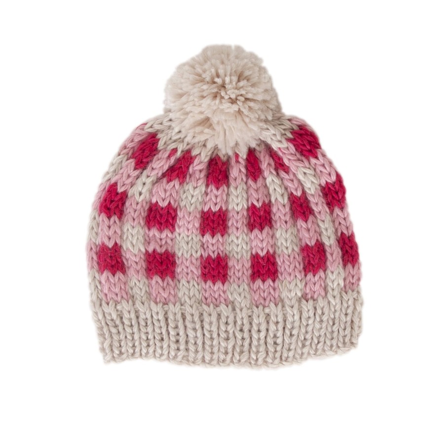 Baby [0-23M] Acorn Beanies | Acorn Checks Beanie - Pink