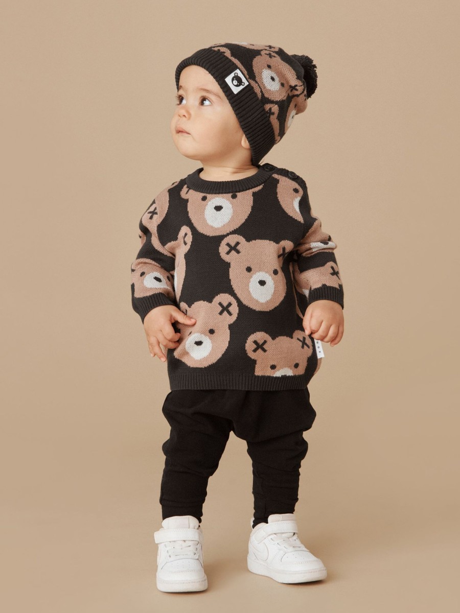 Child [2-14] Huxbaby Knitwear | Huxbaby Huxbear Knit Jumper - Soft Black