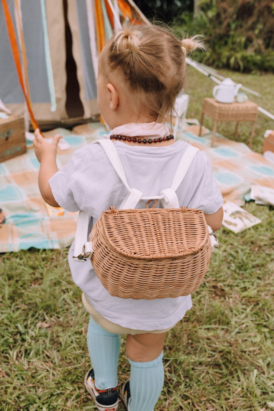 Play + Learn Olli Ella Dolls + Accessories | Olli Ella Mini Rattan Chari Bag - Natural